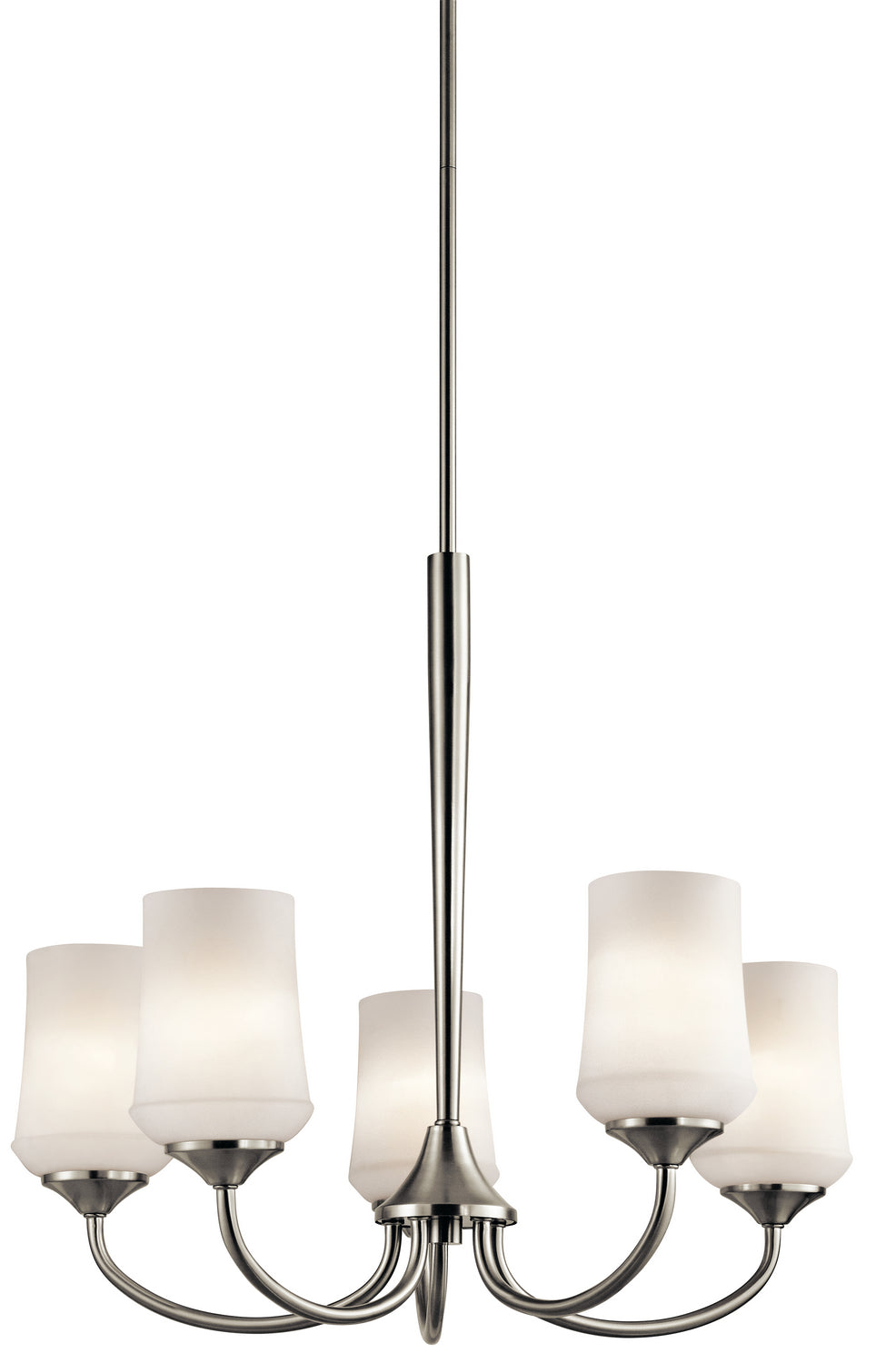 KICHLER 43665NI Aubrey 23" 5 Light Chandelier with Satin Etched Cased Opal in Brushed Nickel