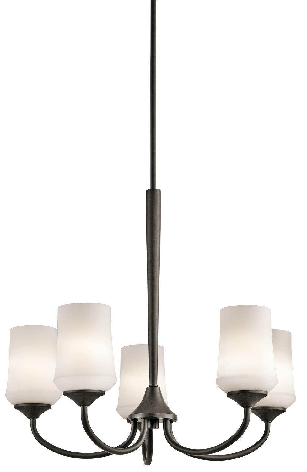 KICHLER 43665OZ Aubrey 23" 5 Light Chandelier With Satin Etched Cased Opal In Olde Bronze