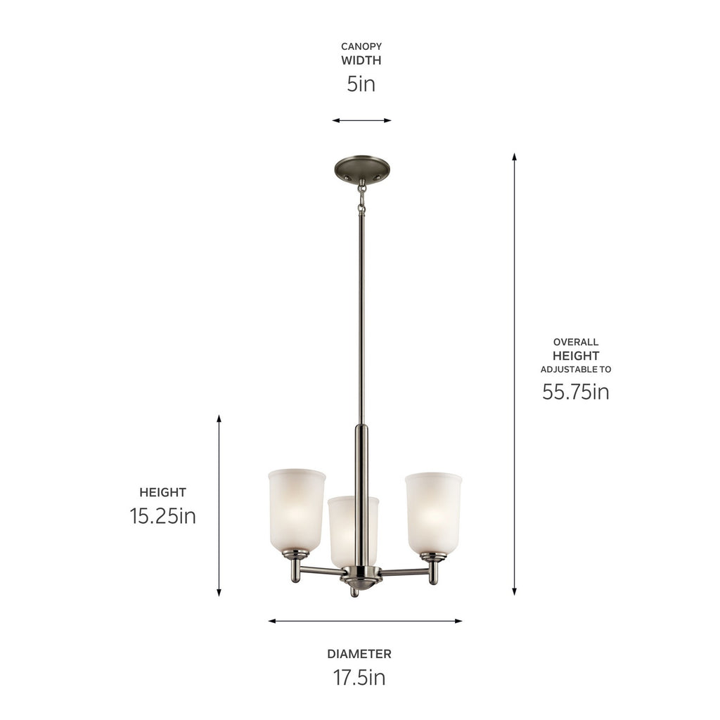 KICHLER 43670NI Shailene 3 Light Mini Chandelier Brushed Nickel