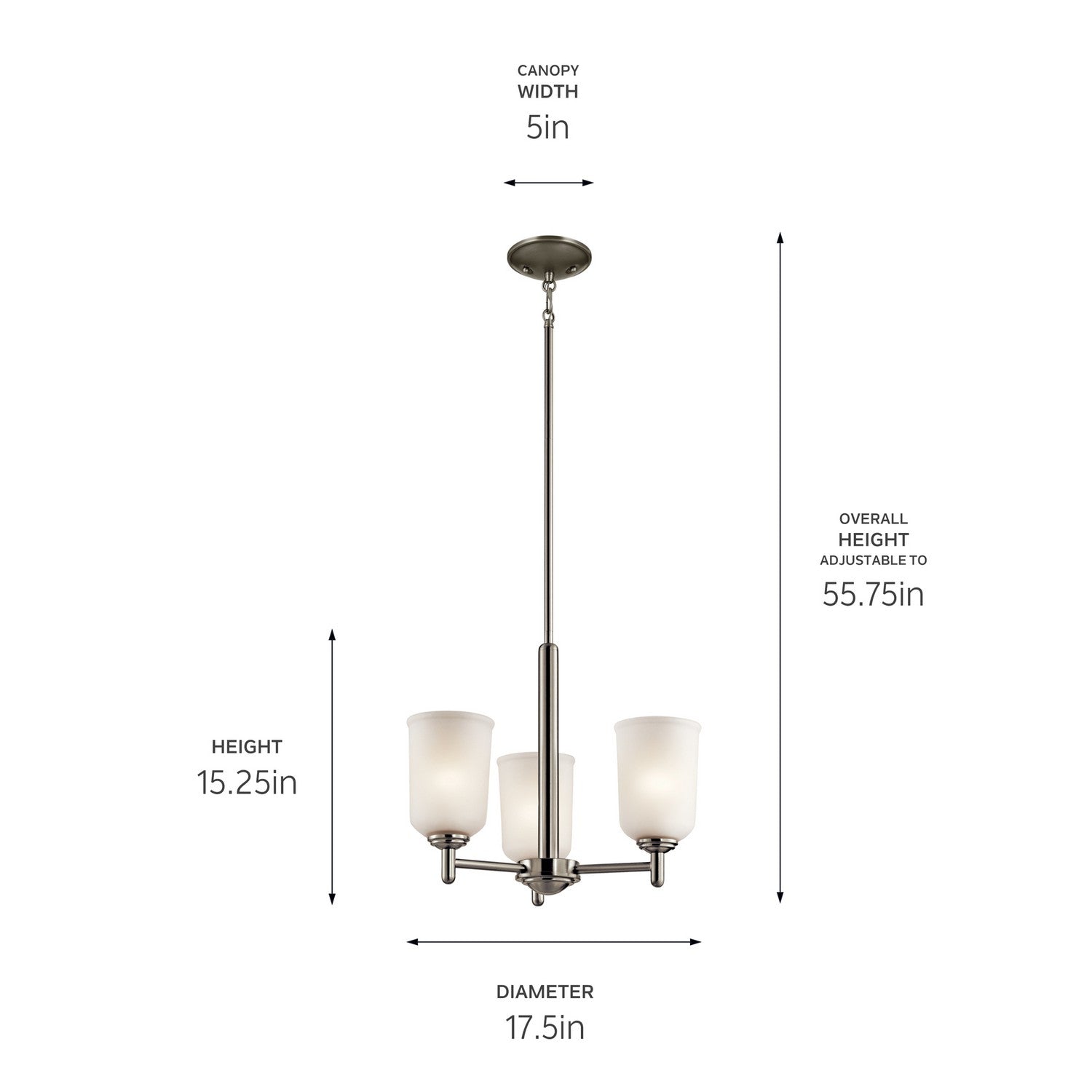 KICHLER 43670NI Shailene 3 Light Mini Chandelier Brushed Nickel
