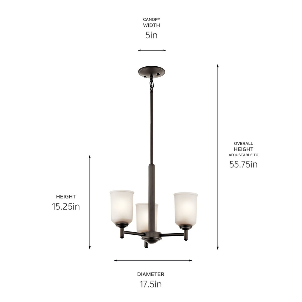 KICHLER 43670OZ Shailene 3 Light Mini Chandelier Olde Bronze