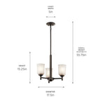 KICHLER 43670OZ Shailene 3 Light Mini Chandelier Olde Bronze