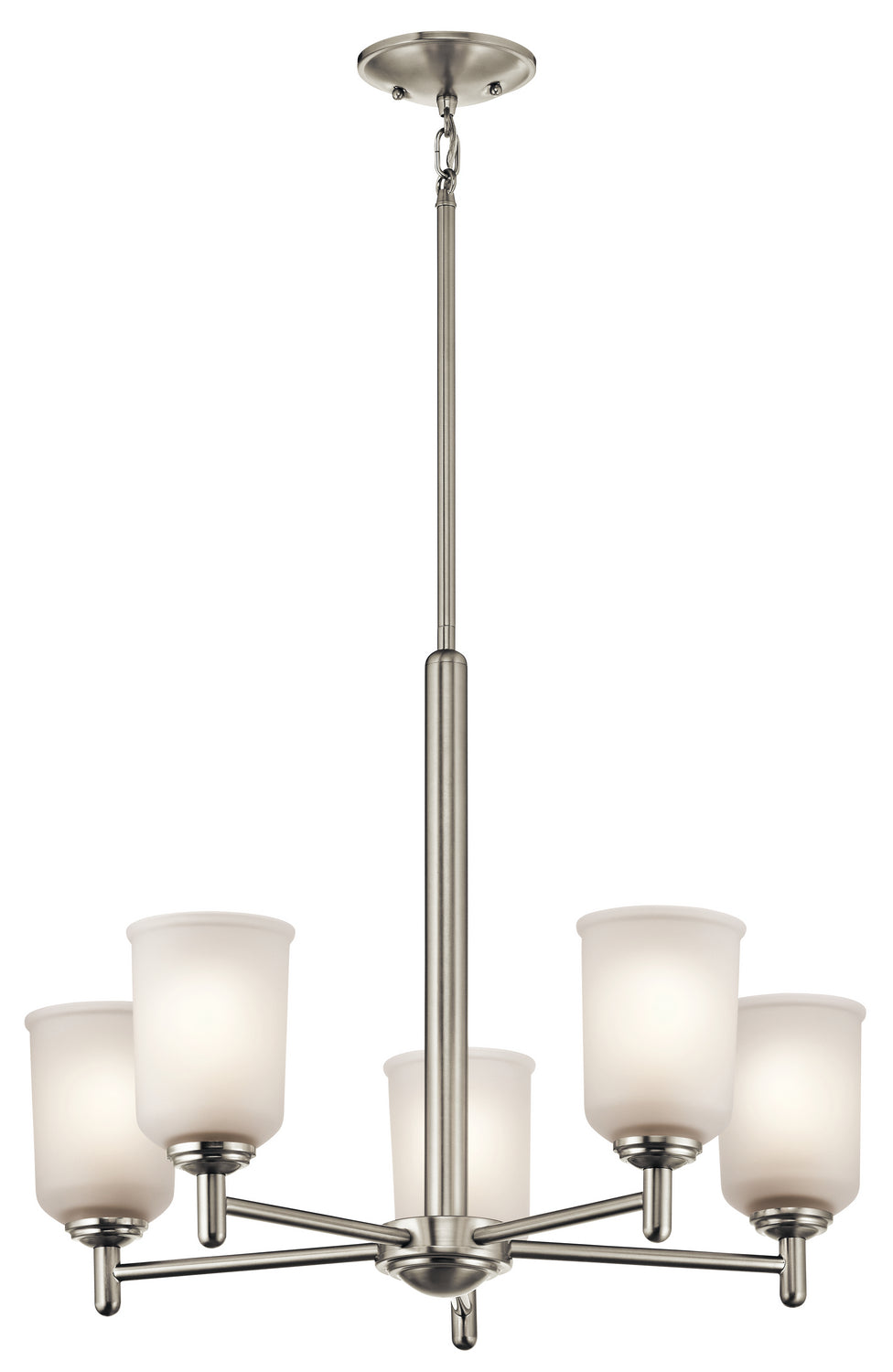 KICHLER 43671NI Shailene 18.25" 5 Light Chandelier With Satin Etched Glass In Brushed Nickel