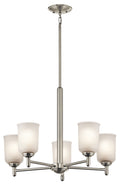 KICHLER 43671NI Shailene 18.25" 5 Light Chandelier With Satin Etched Glass In Brushed Nickel