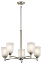 KICHLER 43671NI Shailene 18.25" 5 Light Chandelier With Satin Etched Glass In Brushed Nickel