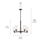 KICHLER 43671OZ Shailene 18.25" 5 Light Chandelier With Satin Etched Glass In Olde Bronze