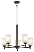 KICHLER 43671OZ Shailene 18.25" 5 Light Chandelier With Satin Etched Glass In Olde Bronze