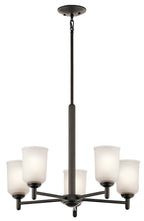 KICHLER 43671OZ Shailene 18.25" 5 Light Chandelier With Satin Etched Glass In Olde Bronze