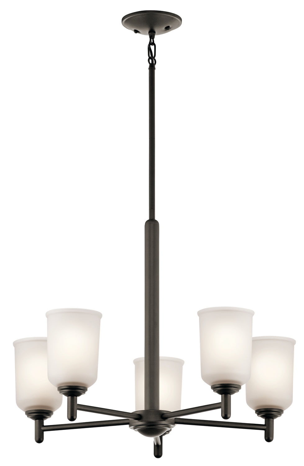 KICHLER 43671OZ Shailene 18.25" 5 Light Chandelier With Satin Etched Glass In Olde Bronze
