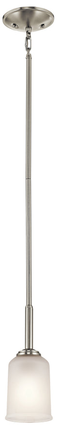 KICHLER 43674NI Shailene 11" 1 Light Mini Pendant With Satin Etched Glass In Brushed Nickel