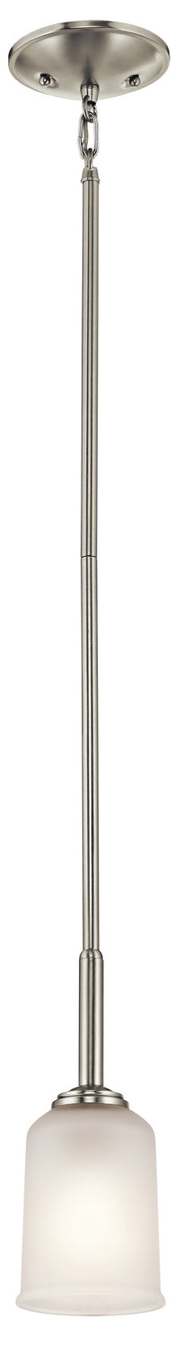 KICHLER 43674NI Shailene 11" 1 Light Mini Pendant With Satin Etched Glass In Brushed Nickel