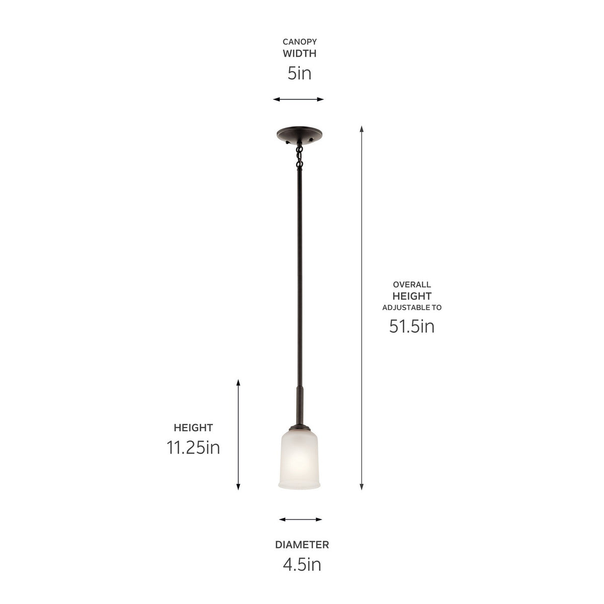 KICHLER 43674OZ Shailene 11" 1 Light Mini Pendant With Satin Etched Glass In Olde Bronze