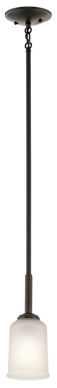 KICHLER 43674OZ Shailene 11" 1 Light Mini Pendant With Satin Etched Glass In Olde Bronze