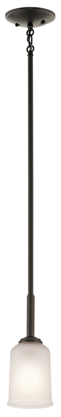 KICHLER 43674OZ Shailene 11" 1 Light Mini Pendant With Satin Etched Glass In Olde Bronze