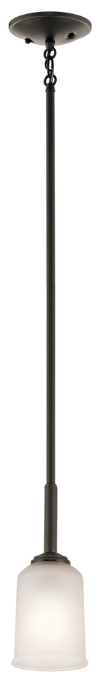 KICHLER 43674OZ Shailene 11" 1 Light Mini Pendant With Satin Etched Glass In Olde Bronze