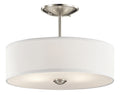 KICHLER 43675NI Shailene 14" 3 Light Round Semi Flush With Satin Etched White Diffuser And White Microfiber Shade In Brushed Nickel