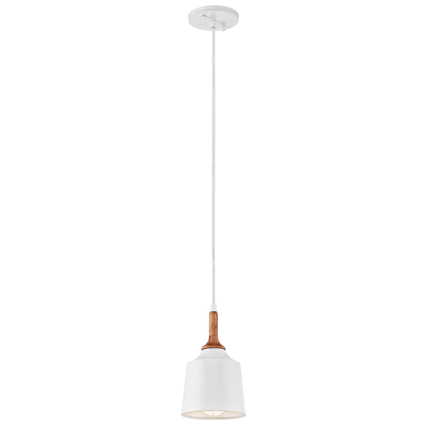 KICHLER 43682WH Danika 9.25" 1 Light Mini Pendant With White Finish And Wood Accents