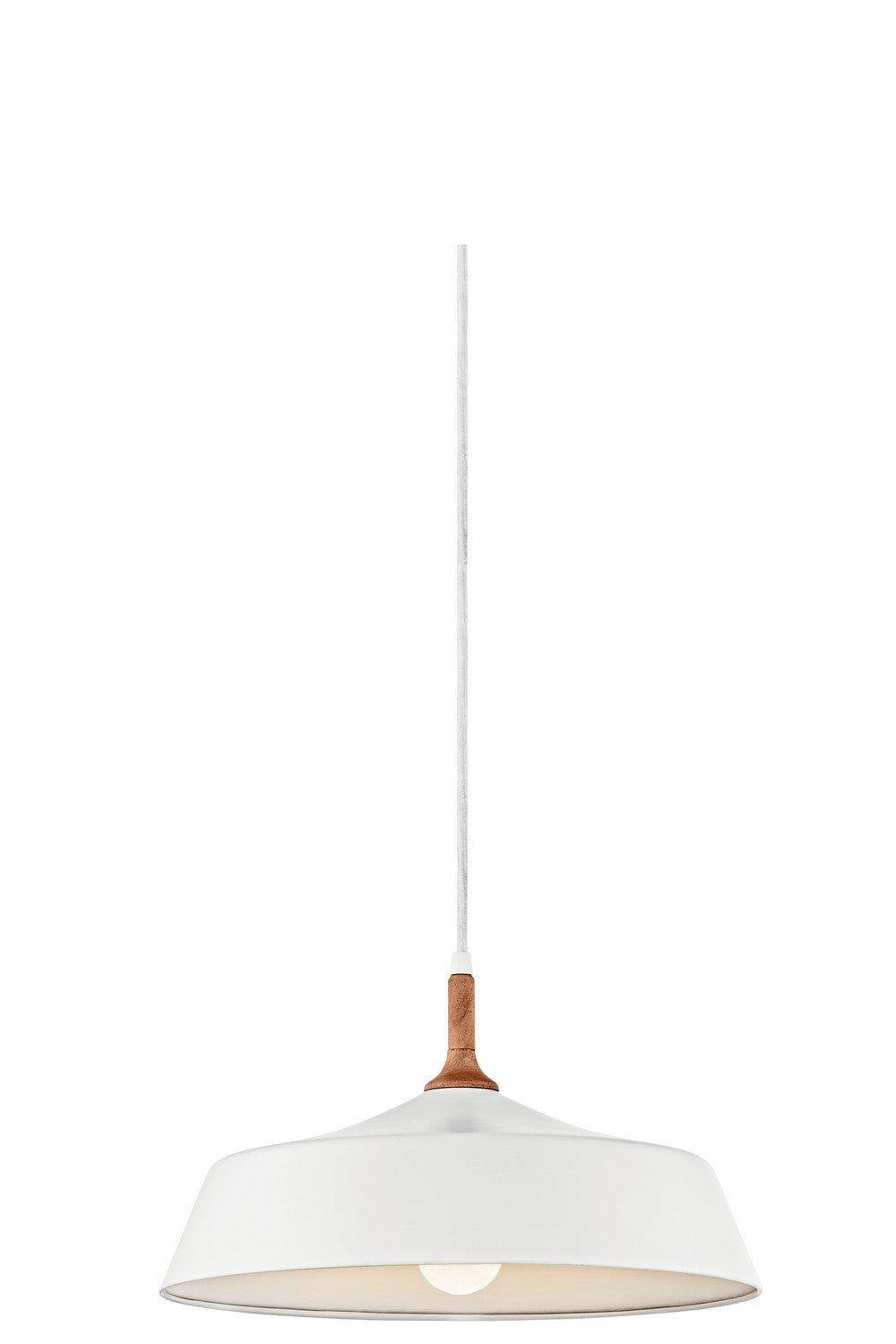 KICHLER 43683WH Danika 9.25" 1 Light Pendant With White Finish And Wood Accents