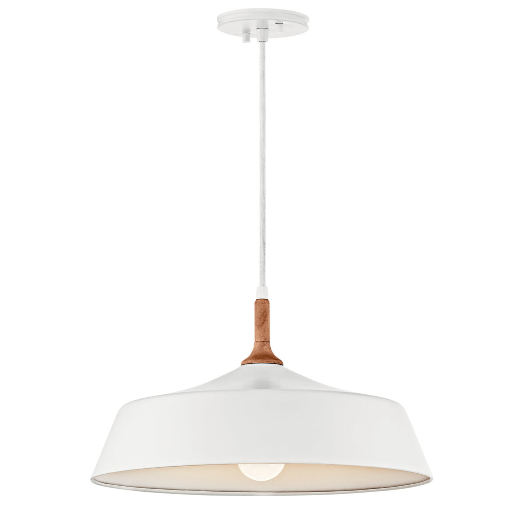 KICHLER 43683WH Danika 9.25" 1 Light Pendant With White Finish And Wood Accents