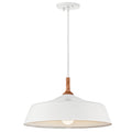 KICHLER 43683WH Danika 9.25" 1 Light Pendant With White Finish And Wood Accents