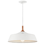 KICHLER 43683WH Danika 9.25" 1 Light Pendant With White Finish And Wood Accents