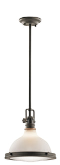 KICHLER 43765OZ Hatteras Bay 12" 1 Light Pendant With Satin Etched White With Clear Fresnel Lens In Olde Bronze