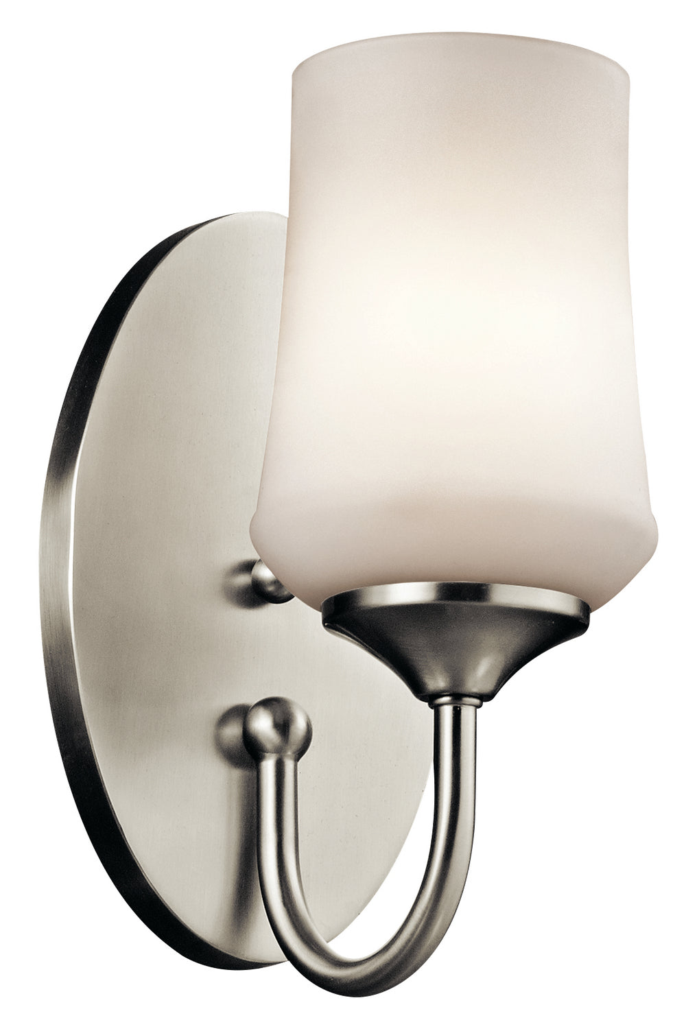 KICHLER 45568NI Aubrey 10.75" 1 Light Wall Sconce With Satin Etched Cased Opal In Brushed Nickel