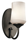KICHLER 45568OZ Aubrey 10.75" 1 Light Wall Sconce With Satin Etched Cased Opal In Olde Bronze