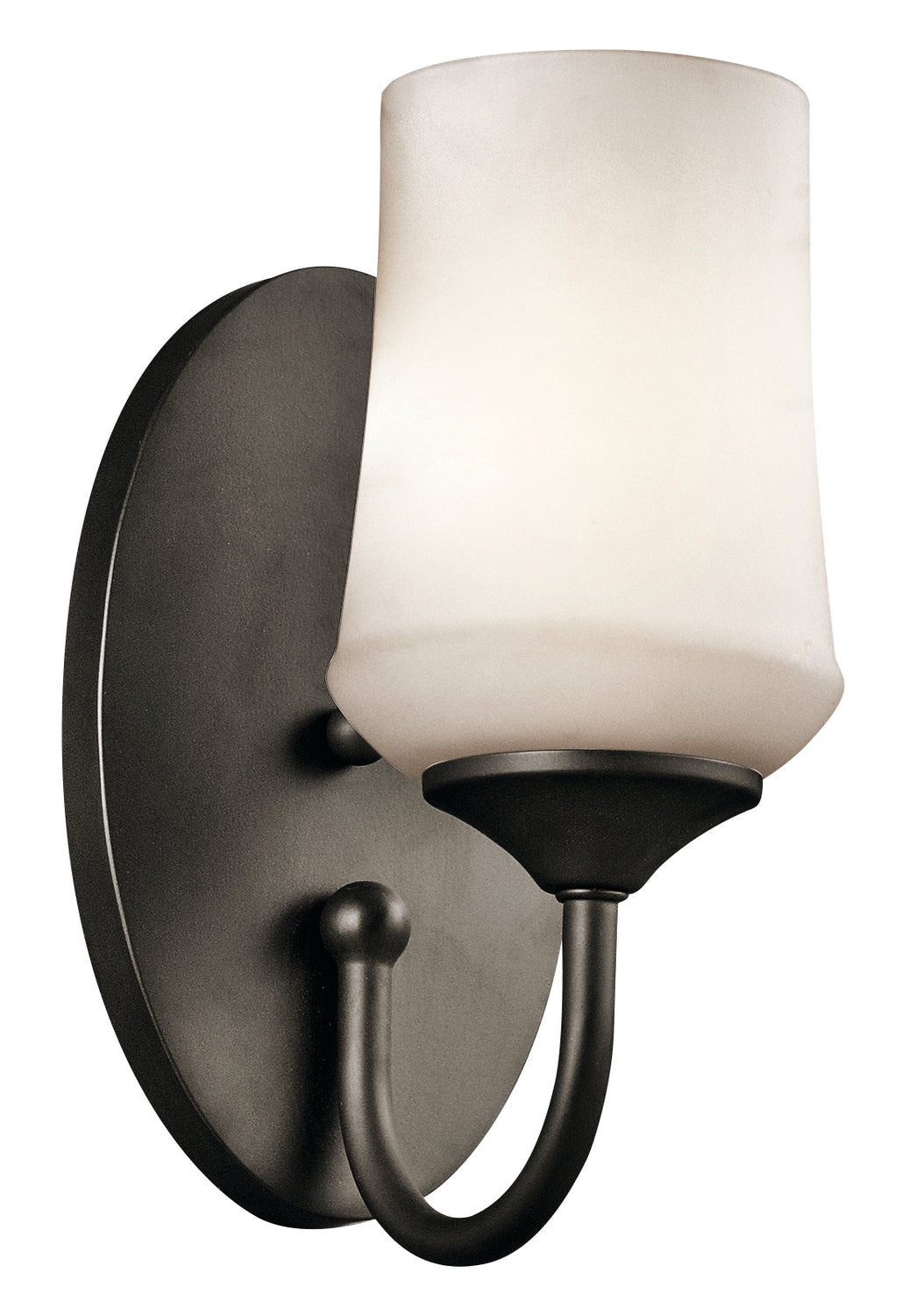 KICHLER 45568OZ Aubrey 10.75" 1 Light Wall Sconce With Satin Etched Cased Opal In Olde Bronze