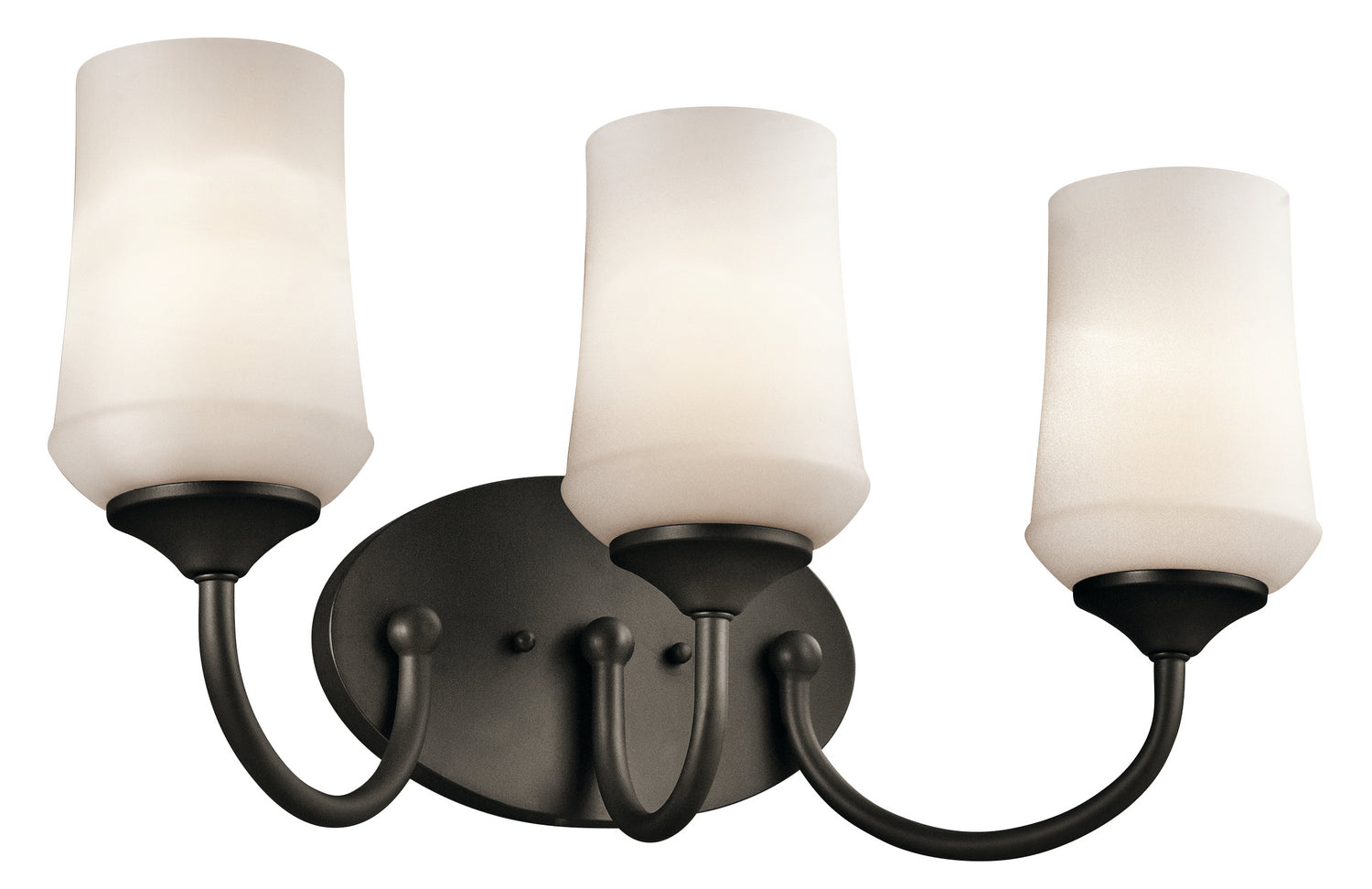 KICHLER 45570OZ Aubrey 21" 3 Light Vanity Light With Satin Etched Cased Opal Glass In Olde Bronze
