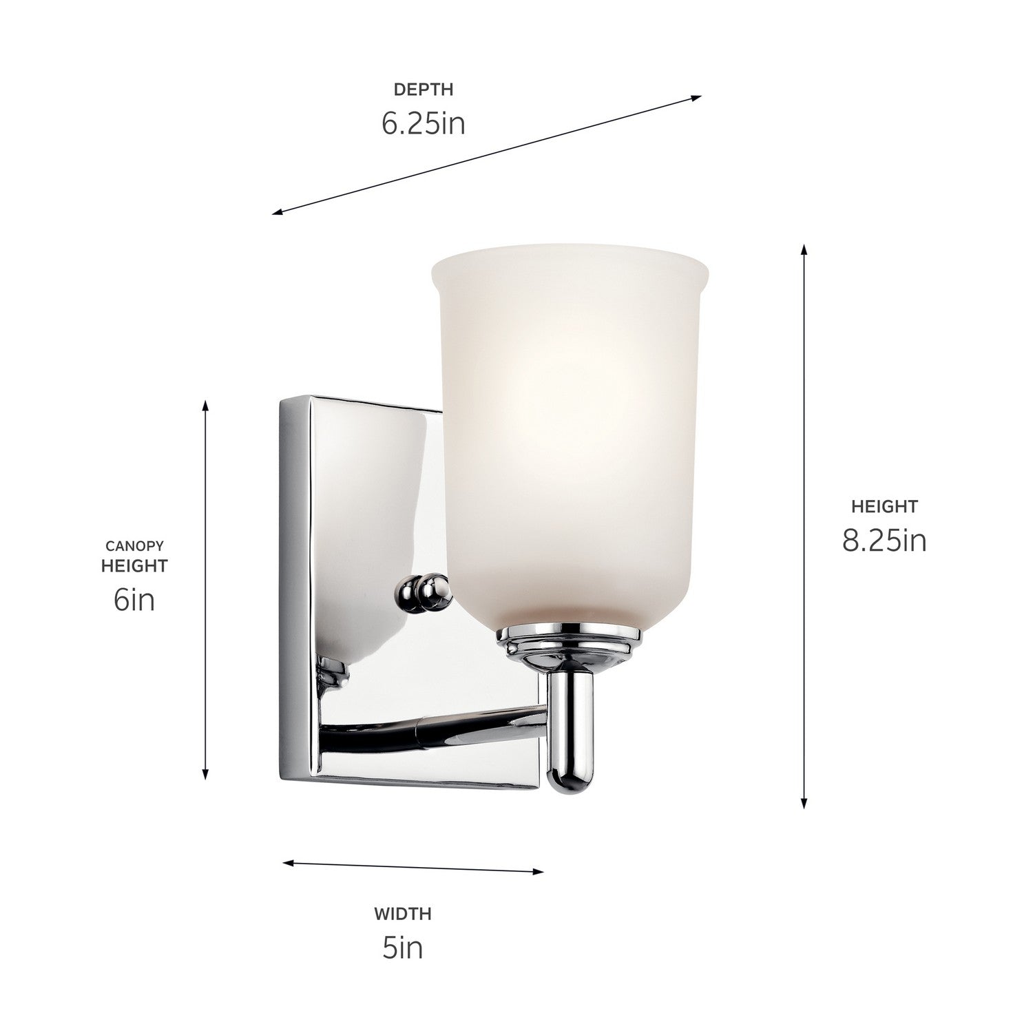 KICHLER 45572CH Shailene 1 Light Wall Sconce Chrome