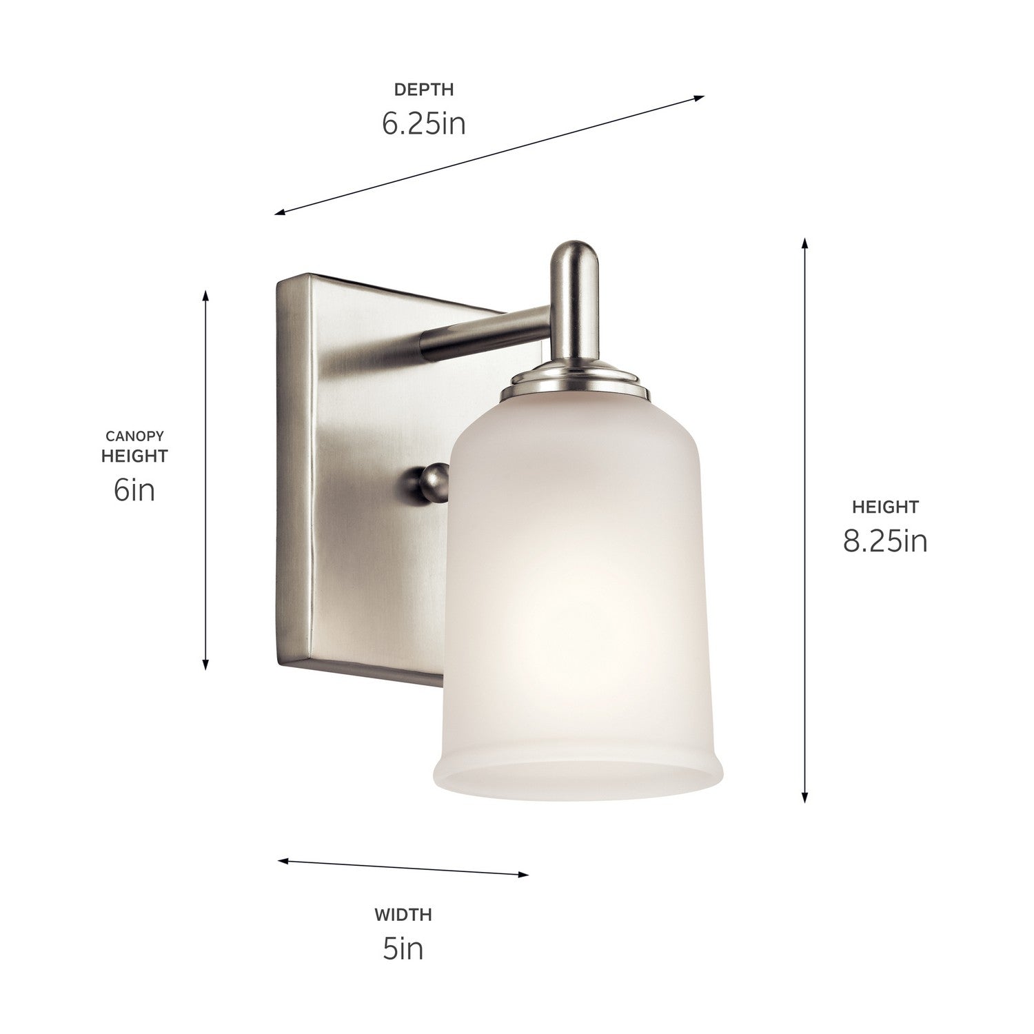 KICHLER 45572NI Shailene 1 Light Wall Sconce Brushed Nickel