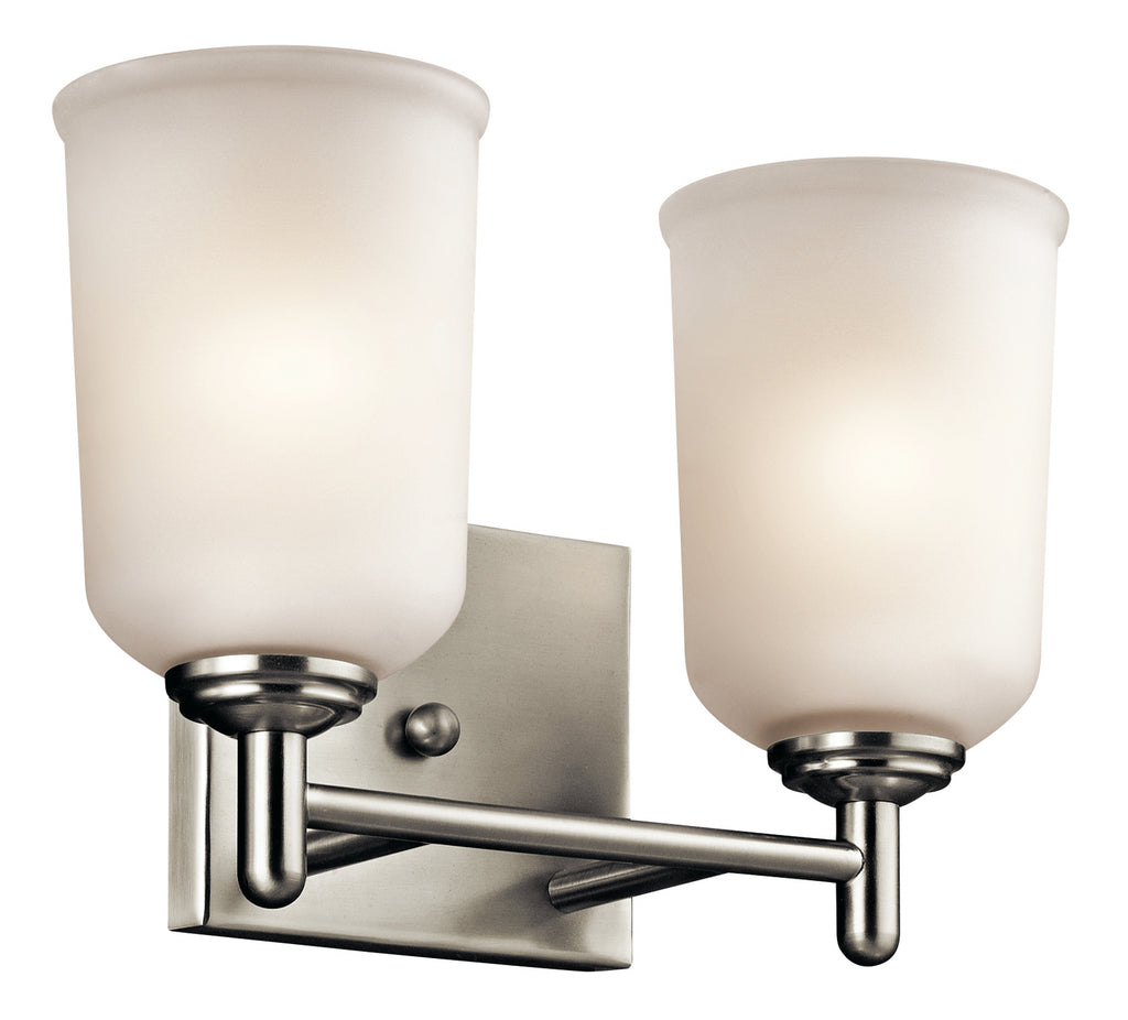 KICHLER 45573NI Shailene 12.5" 2 Light Vanity Light With Satin Etched Glass In Brushed Nickel