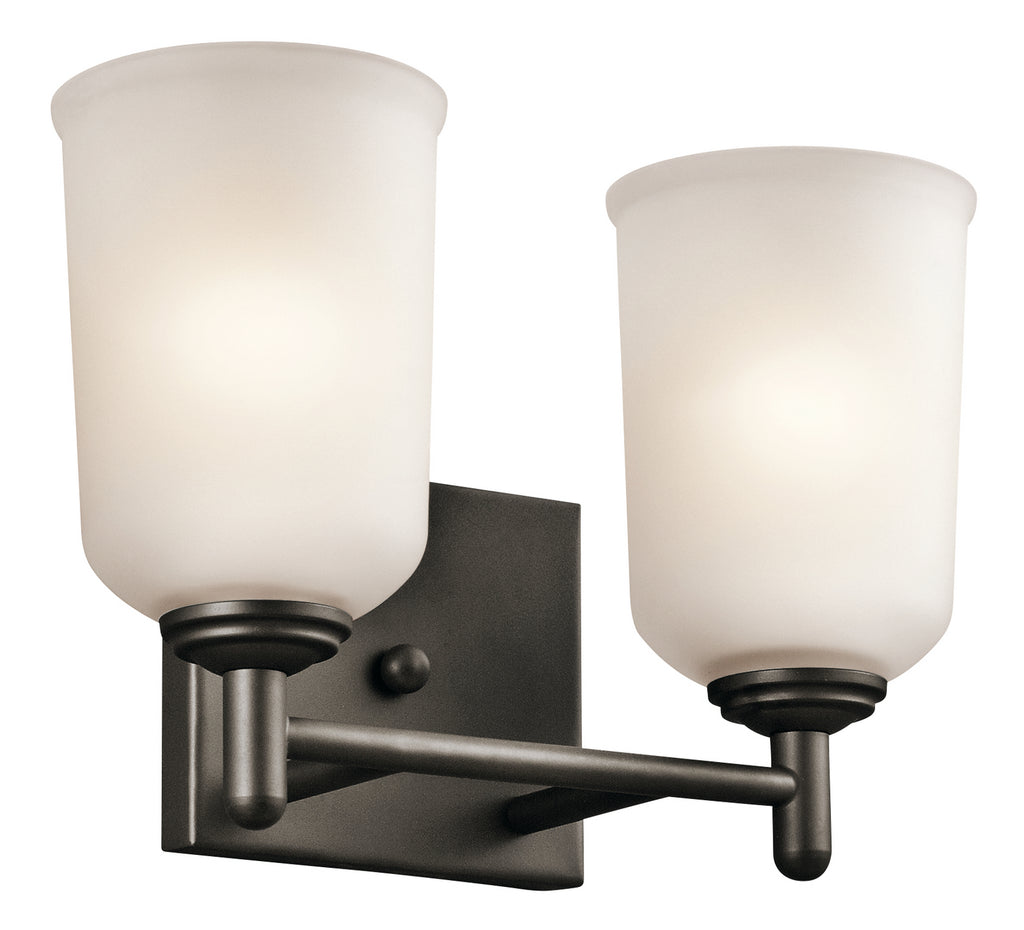 KICHLER 45573OZ Shailene 12.5" 2 Light Vanity Light With Satin Etched Glass In Olde Bronze
