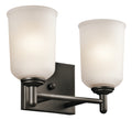 KICHLER 45573OZ Shailene 12.5" 2 Light Vanity Light With Satin Etched Glass In Olde Bronze