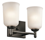 KICHLER 45573OZ Shailene 12.5" 2 Light Vanity Light With Satin Etched Glass In Olde Bronze