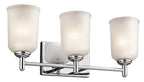 KICHLER 45574CH Shailene 21" 3 Light Vanity Light With Satin Etched Glass In Chrome