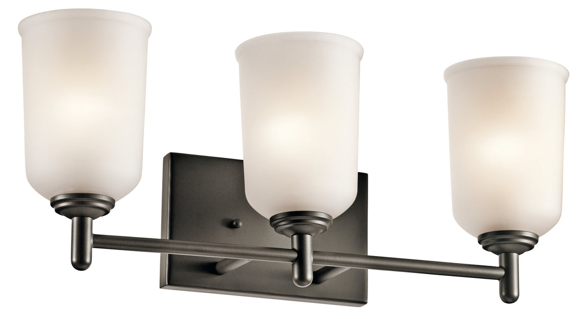 KICHLER 45574OZ Shailene 21" 3 Light Vanity Light With Satin Etched Glass In Olde Bronze