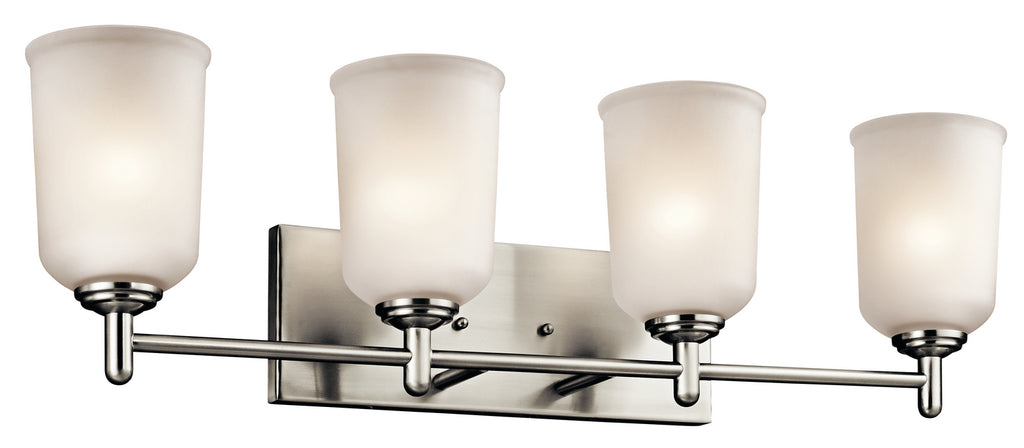 KICHLER 45575NI Shailene 29.5" 4 Light Vanity Light With Satin Etched Glass In Brushed Nickel