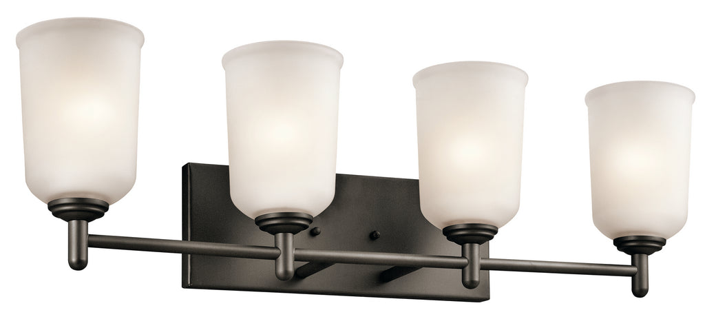KICHLER 45575OZ Shailene 29.5" 4 Light Vanity Light With Satin Etched Glass In Olde Bronze