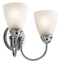 KICHLER 45638CH Jolie 13" 2 Light Vanity Light With Satin Etched Glass In Chrome
