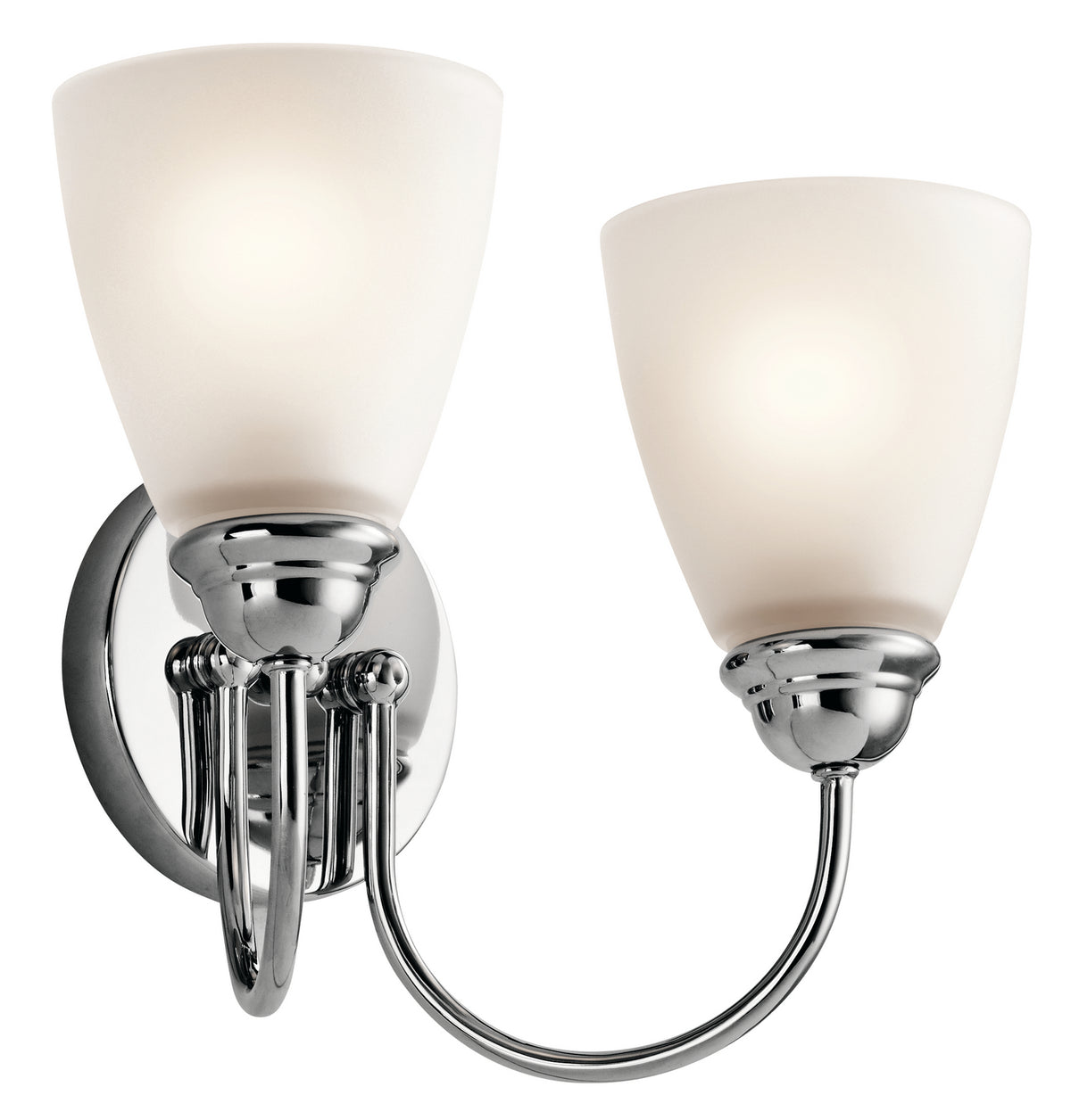 KICHLER 45638CH Jolie 13" 2 Light Vanity Light With Satin Etched Glass In Chrome