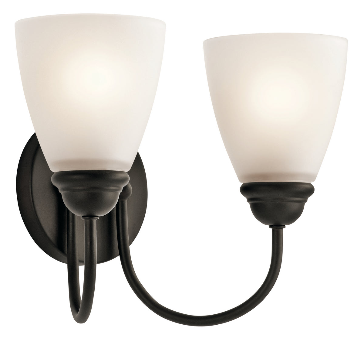 KICHLER 45638OZ Jolie 13" 2 Light Vanity Light With Satin Etched Glass In Olde Bronze