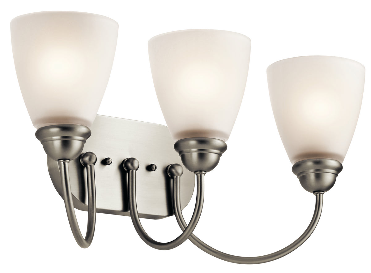 KICHLER 45639NI Jolie 20.25" 3 Light Vanity Light With Satin Etched Glass In Brushed Nickel