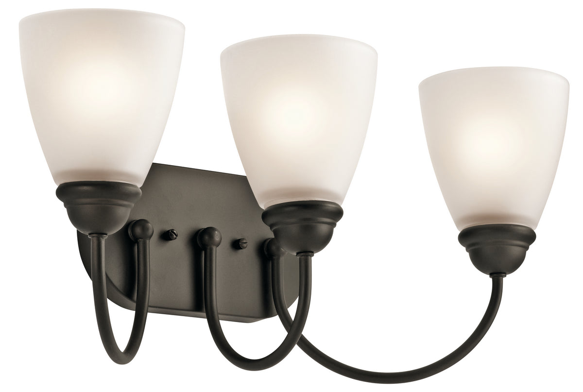 KICHLER 45639OZ Jolie 20.25" 3 Light Vanity Light With Satin Etched Glass In Olde Bronze
