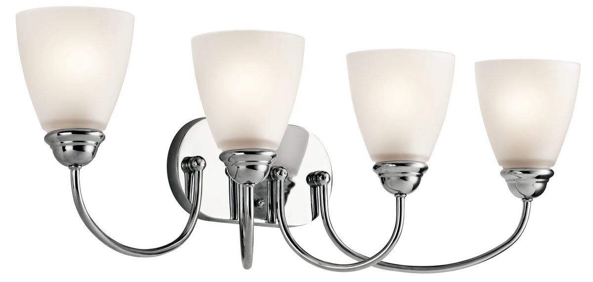 KICHLER 45640CH Jolie 28" 4 Light Vanity Light With Satin Etched Glass In Chrome