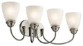 KICHLER 45640NI Jolie 28" 4 Light Vanity Light With Satin Etched Glass In Brushed Nickel
