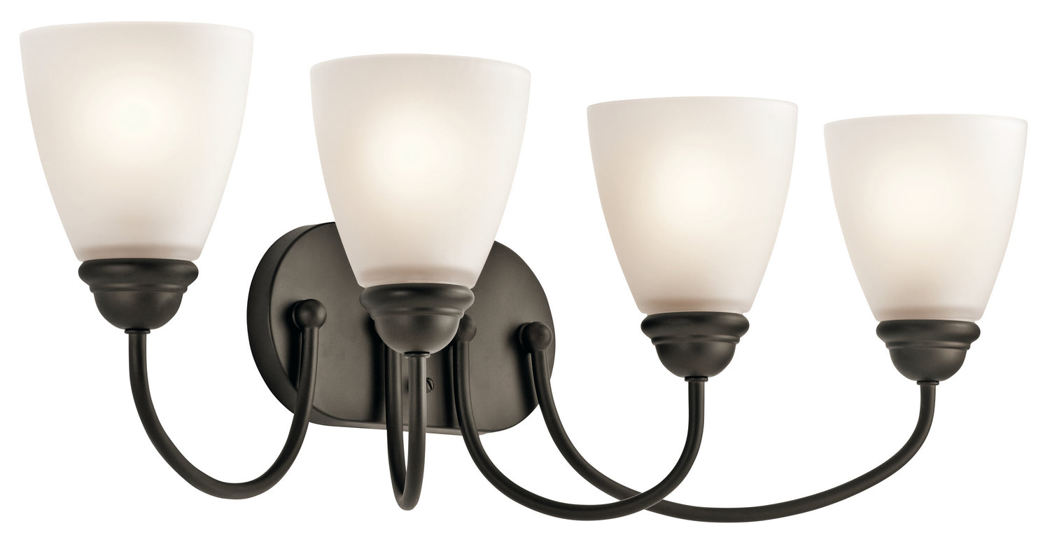 KICHLER 45640OZ Jolie 28" 4 Light Vanity Light With Satin Etched Glass In Olde Bronze
