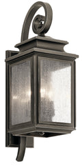KICHLER 49502OZ Wiscombe Park 21.75" 3 Light Outdoor Wall Light With Clear Seeded Glass In Olde Bronze