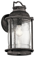 KICHLER 49571WZC Ashland Bay 16" 1 Light Outdoor Wall Light Clear Seeded Ribbed Glass In Weathered Zinc